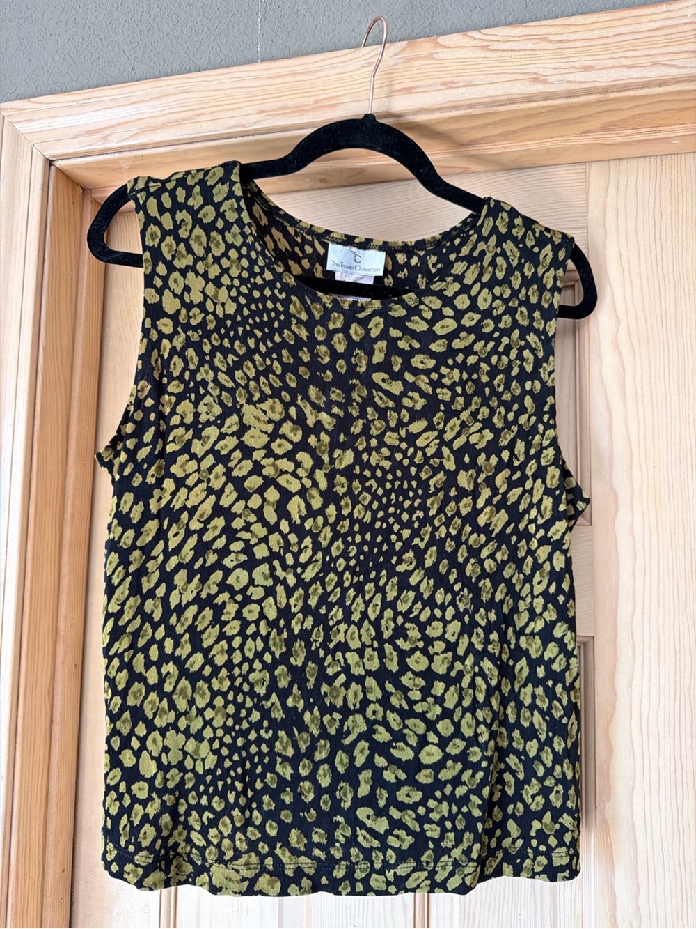 Black & Olive Vintage The Travel Collection Animal Print Tank Top Large 90s Y2K